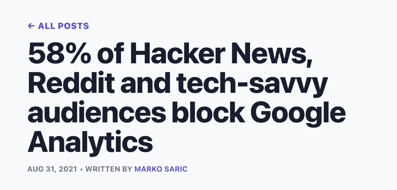 Marko Saric - 58% of Hacker News, Reddit and tech-savvy audiences block Google Analytics