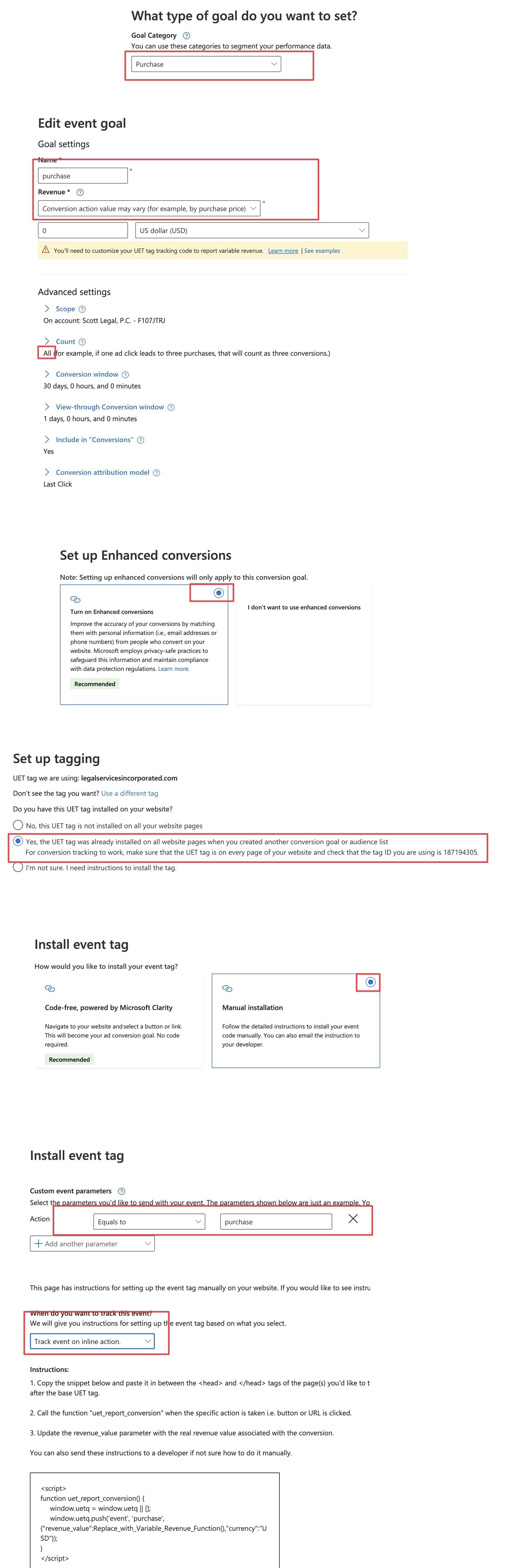 Microsoft Bing Ads enhanced tracking settings