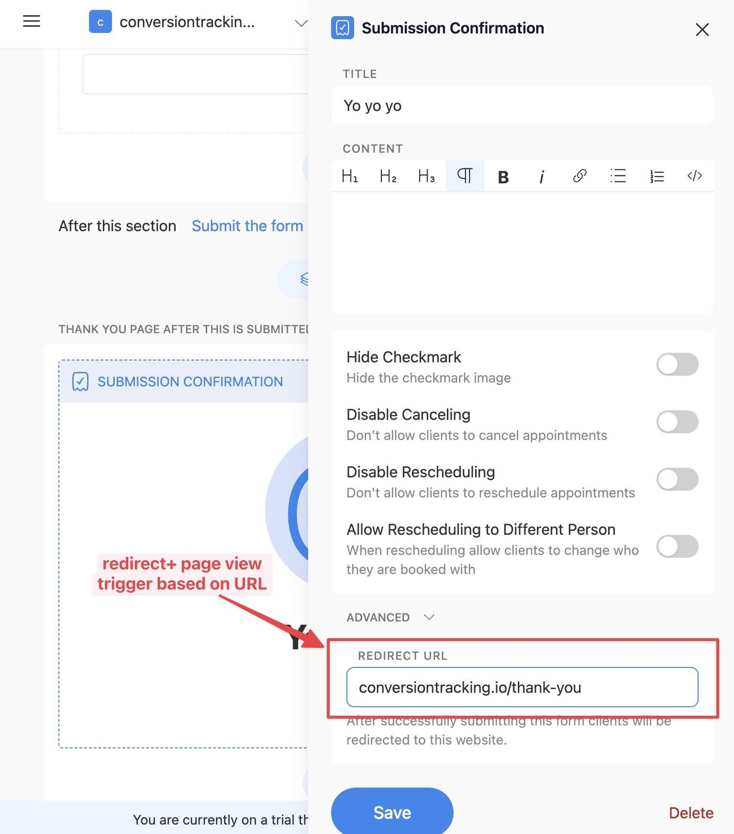 Breely redirect tracking issues