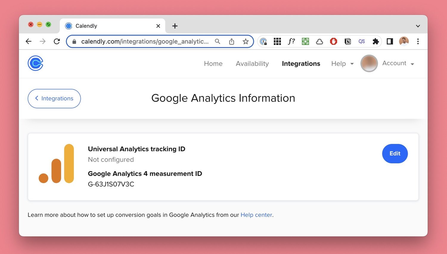 Calendly built-in Google Analytics integration screenshot
