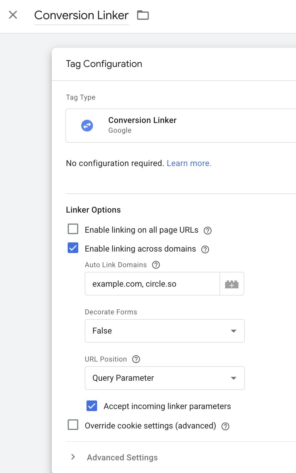 Circle.so Google Ads cross-domain tracking setup
