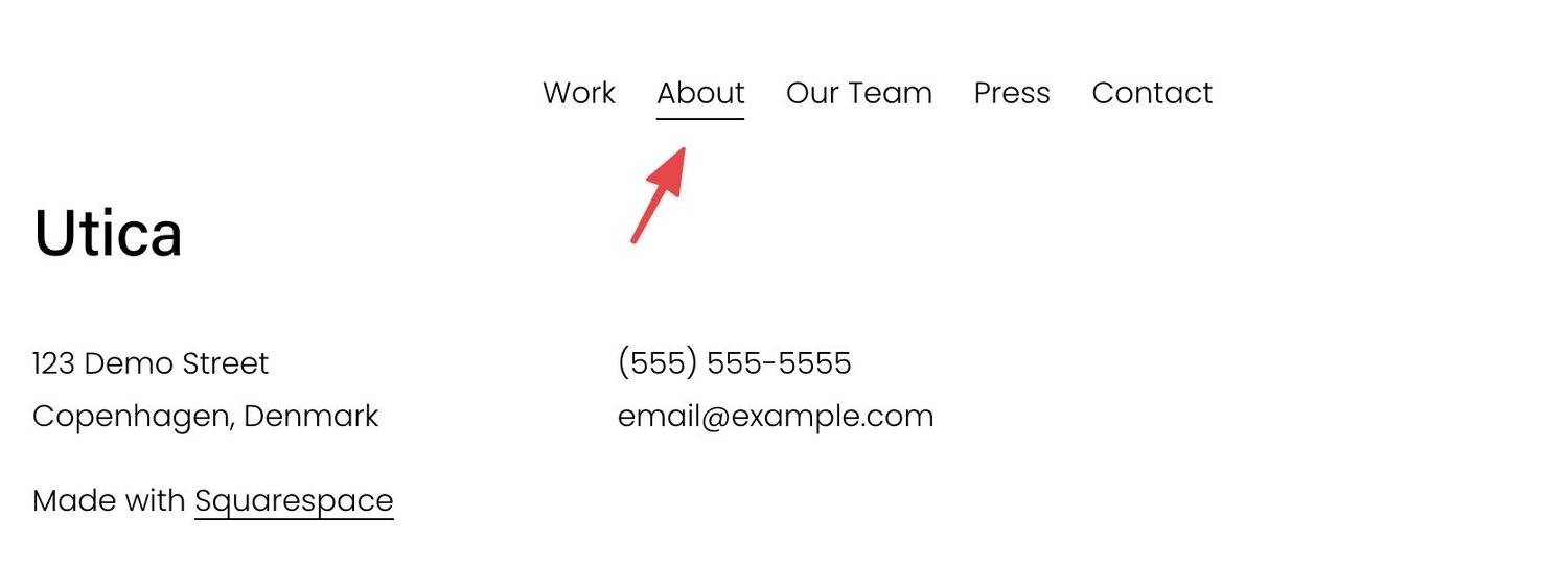 Squarespace footer navigation cloned from main nav