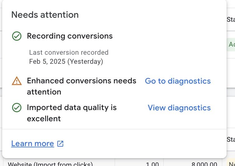 Google Ads error - old gclid conversions complaining about missing enhanced conversion data