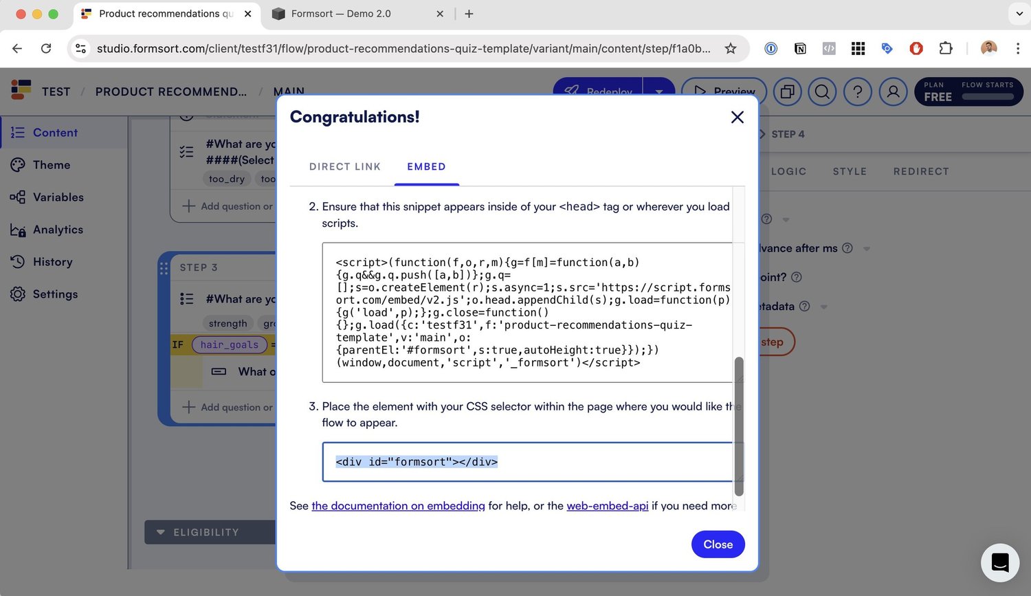 Formsort Conversion Tracking