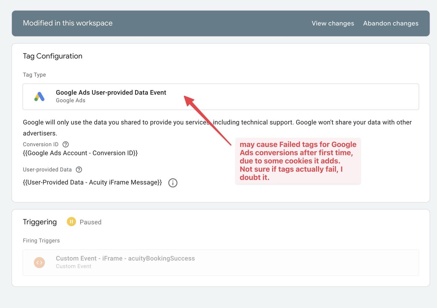 Solution for Google Ads Conversion Tracking Firing Status Failed