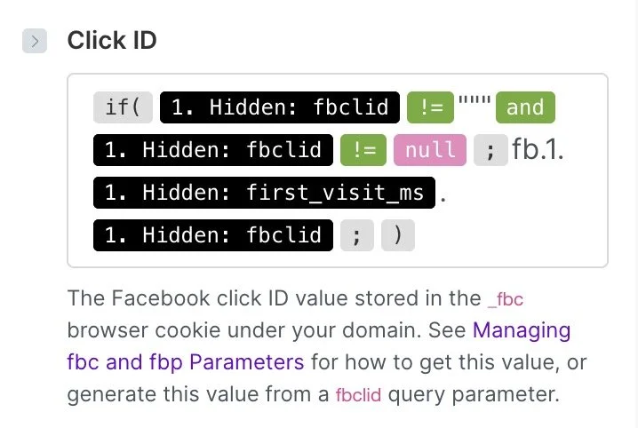 Typeform, Facebook, Meta, Conversions API. Click ID, FB-CLID formatting using make.com Meta Conversions API module with first visit time Unix timestamp.